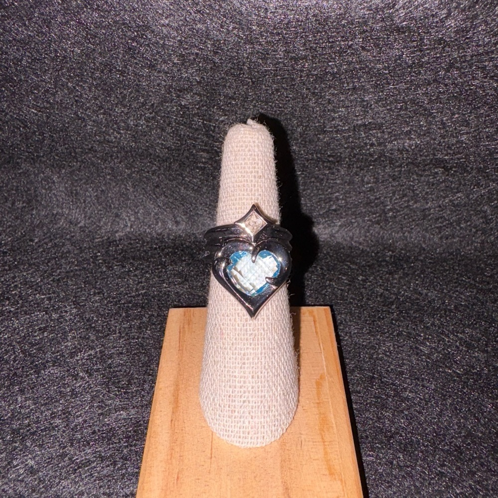 MARGO Sterling Silver Heart Ring with Blue Topaz